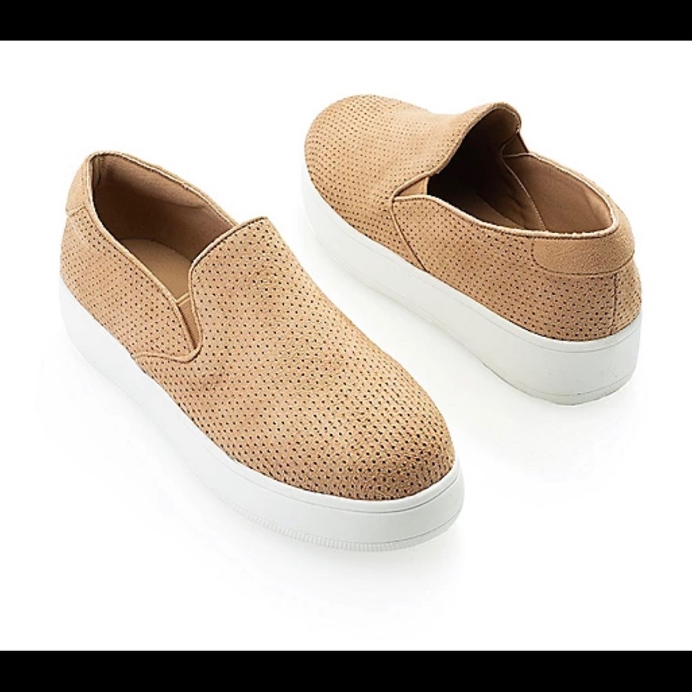 Perforated faux suede platform sneakers